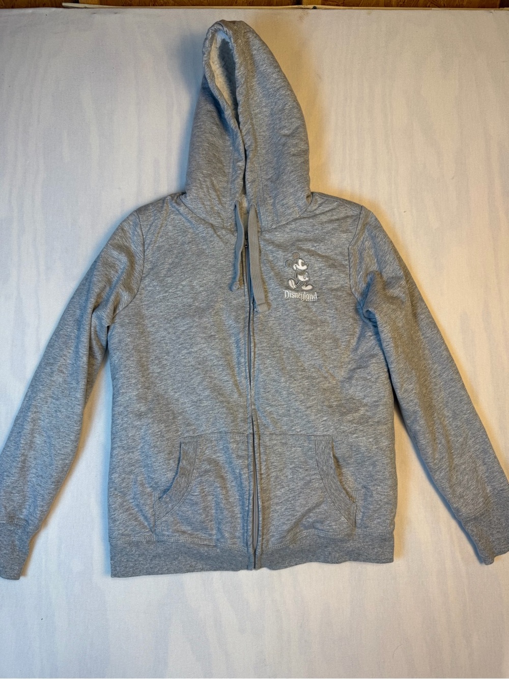 Disney Gray Full-Zip Sherpa Lined Hoodie w/ Embroidered Mickey Logo Size: S